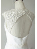 Floral Lace Pleated Chiffon Ivory Keyhole Back Wedding Dress